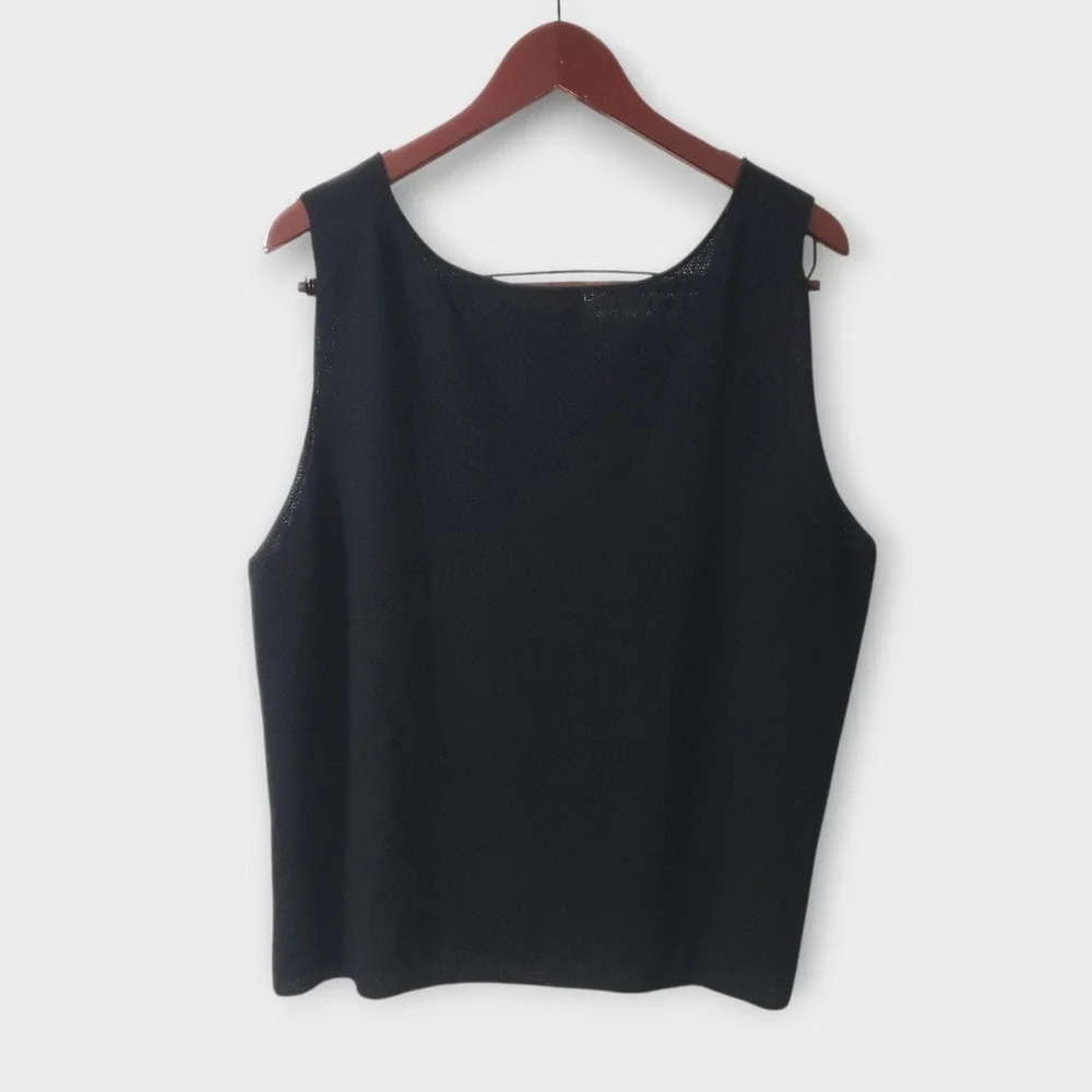 Eileen Fisher Woman Black 100% Wool Knit Tank Top Shell Plus Size 3X S8EECG-2